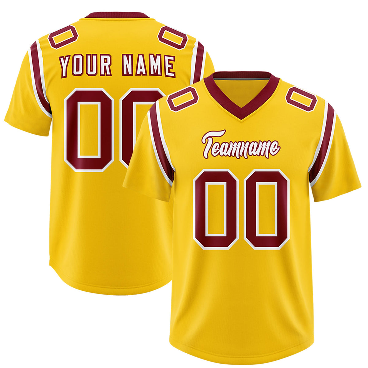 Custom Gold Personalized Shoulder Cut Two-Tone Authentic Football Jersey