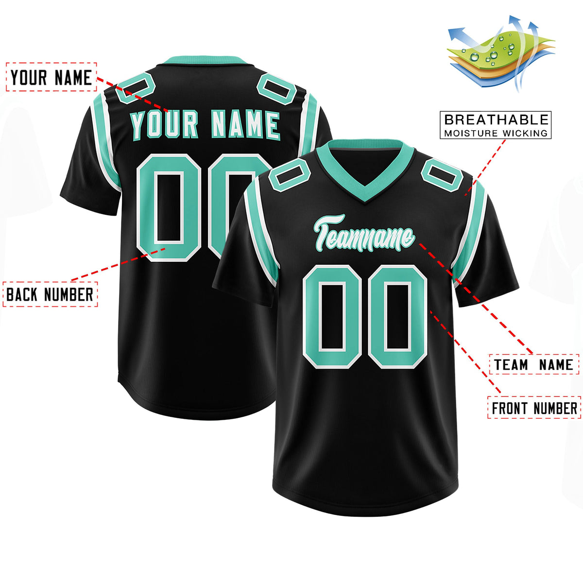 Custom Black Personalized Shoulder Cut Two-Tone Authentic Football Jersey