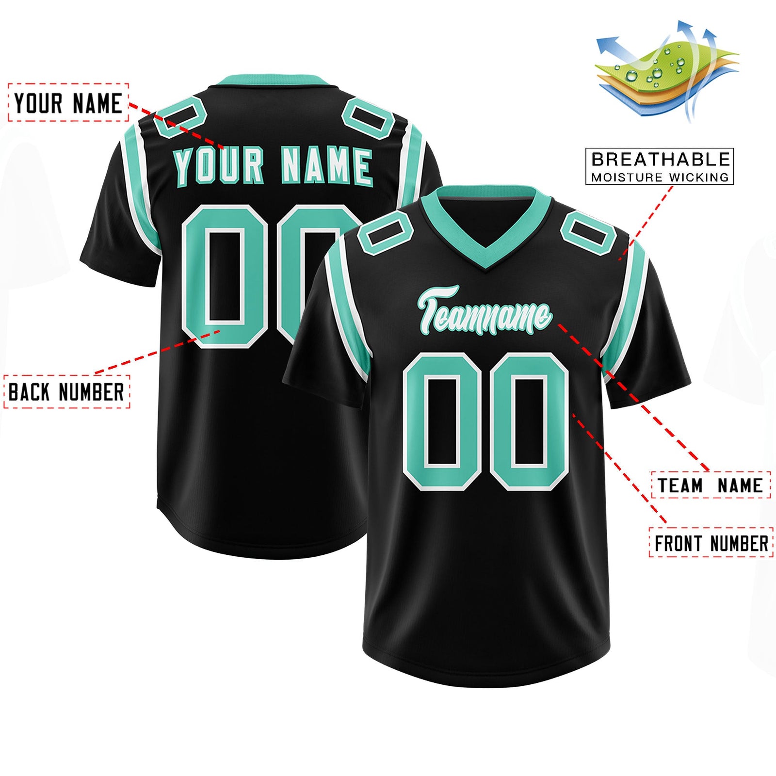 Custom Black Personalized Shoulder Cut Two-Tone Authentic Football Jersey