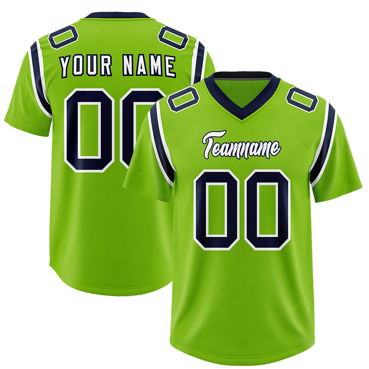 Custom Neon Green Personalized Shoulder Cut Two-Tone Authentic Football Jersey