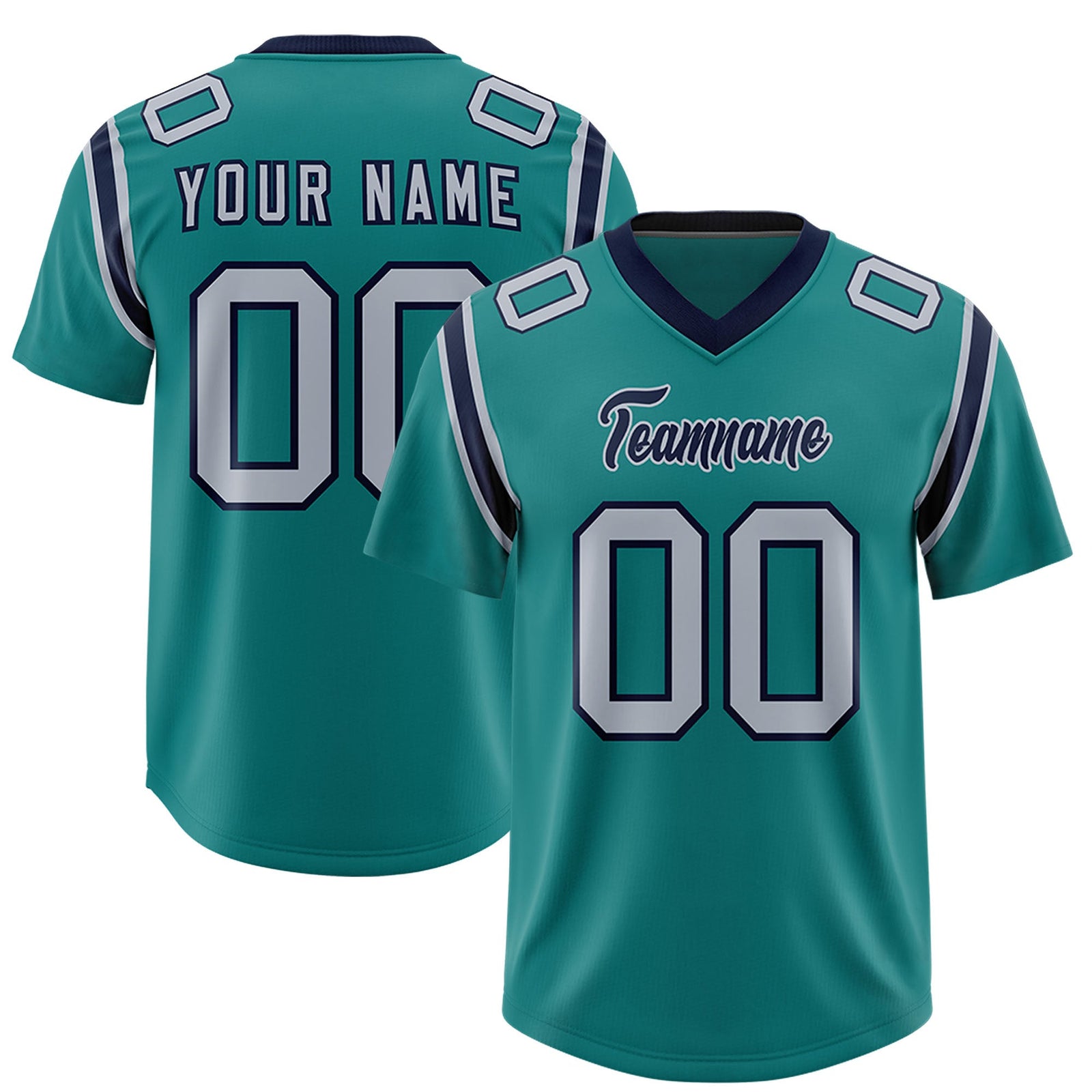 Custom Aqua Personalized Shoulder Cut Two-Tone Authentic Football Jersey