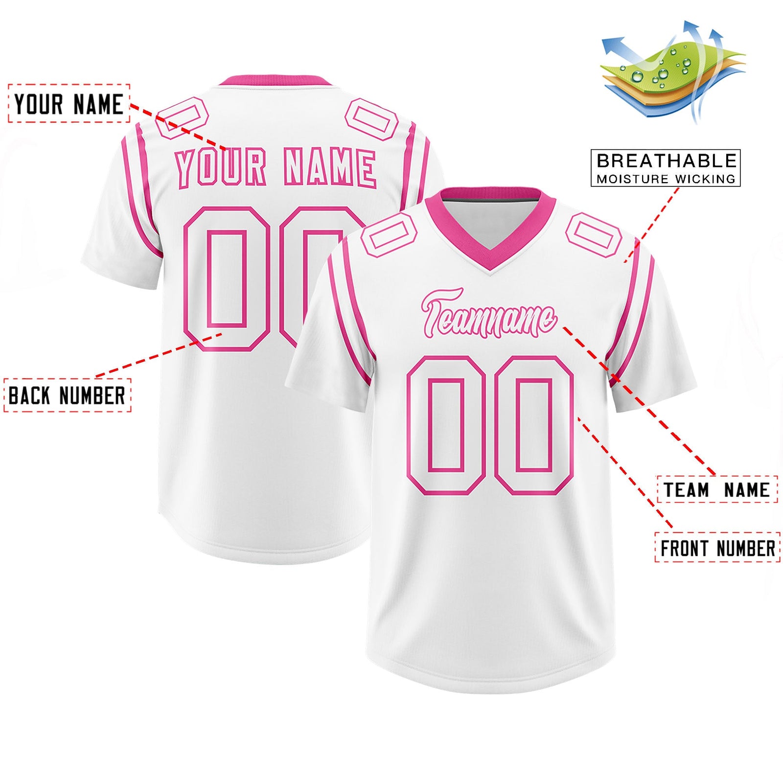 Custom White Personalized Shoulder Cut Two-Tone Authentic Football Jersey