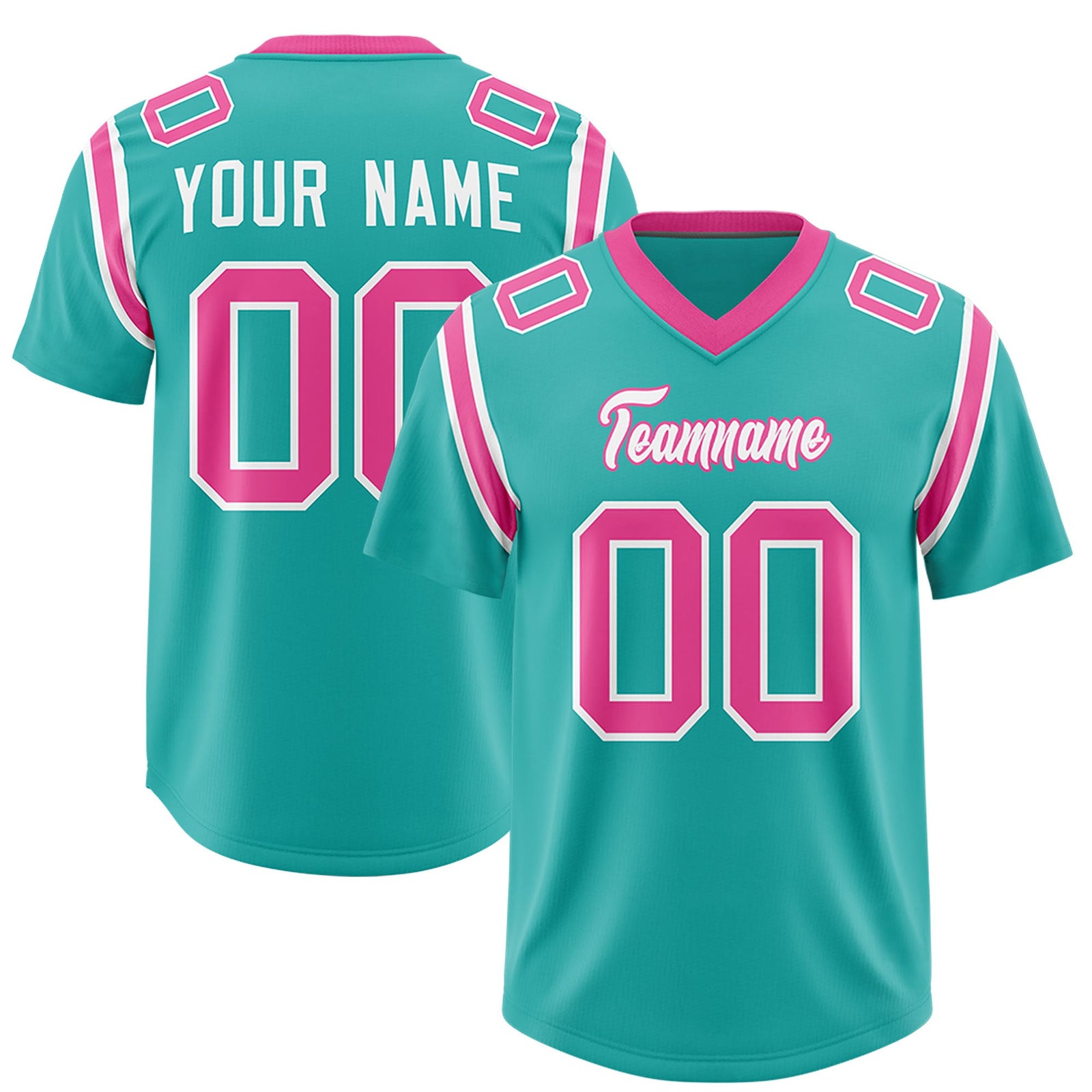 Custom Aqua Personalized Shoulder Cut Two-Tone Authentic Football Jersey