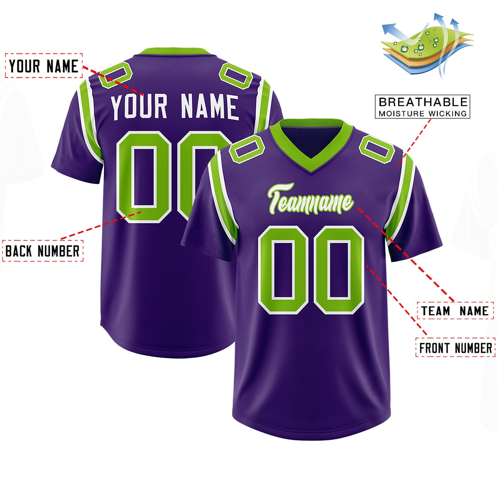 Custom Purple Personalized Shoulder Cut Two-Tone Authentic Football Jersey