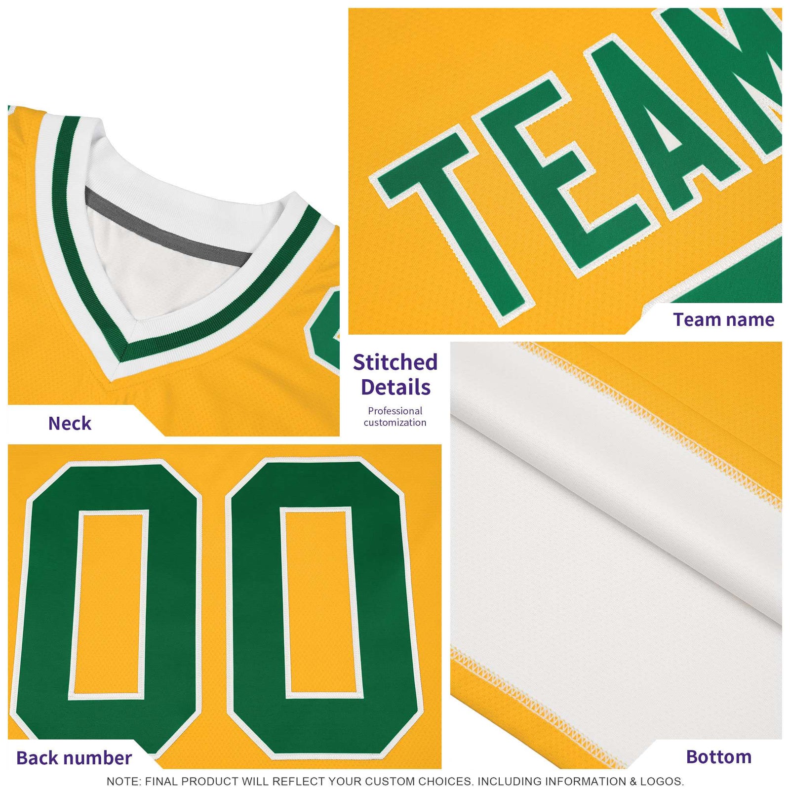 Custom Kelly Green Personalized Shoulder Cut Two-Tone Authentic Football Jersey