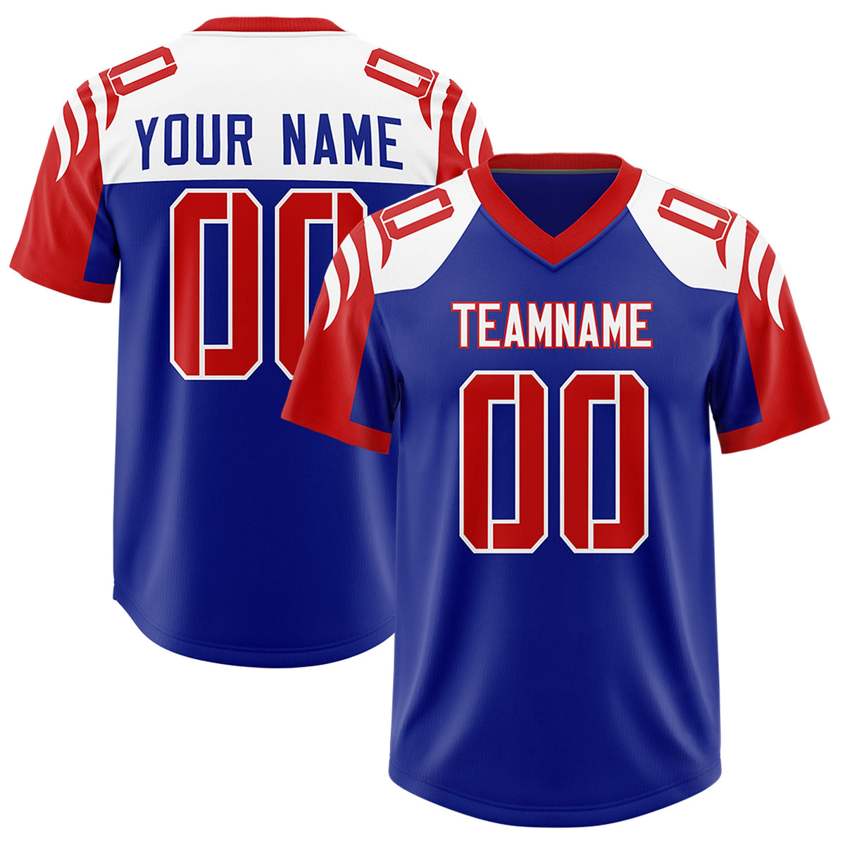 Custom Royal Red Raglan Sleeves Personalized Pattern Authentic Football Jersey