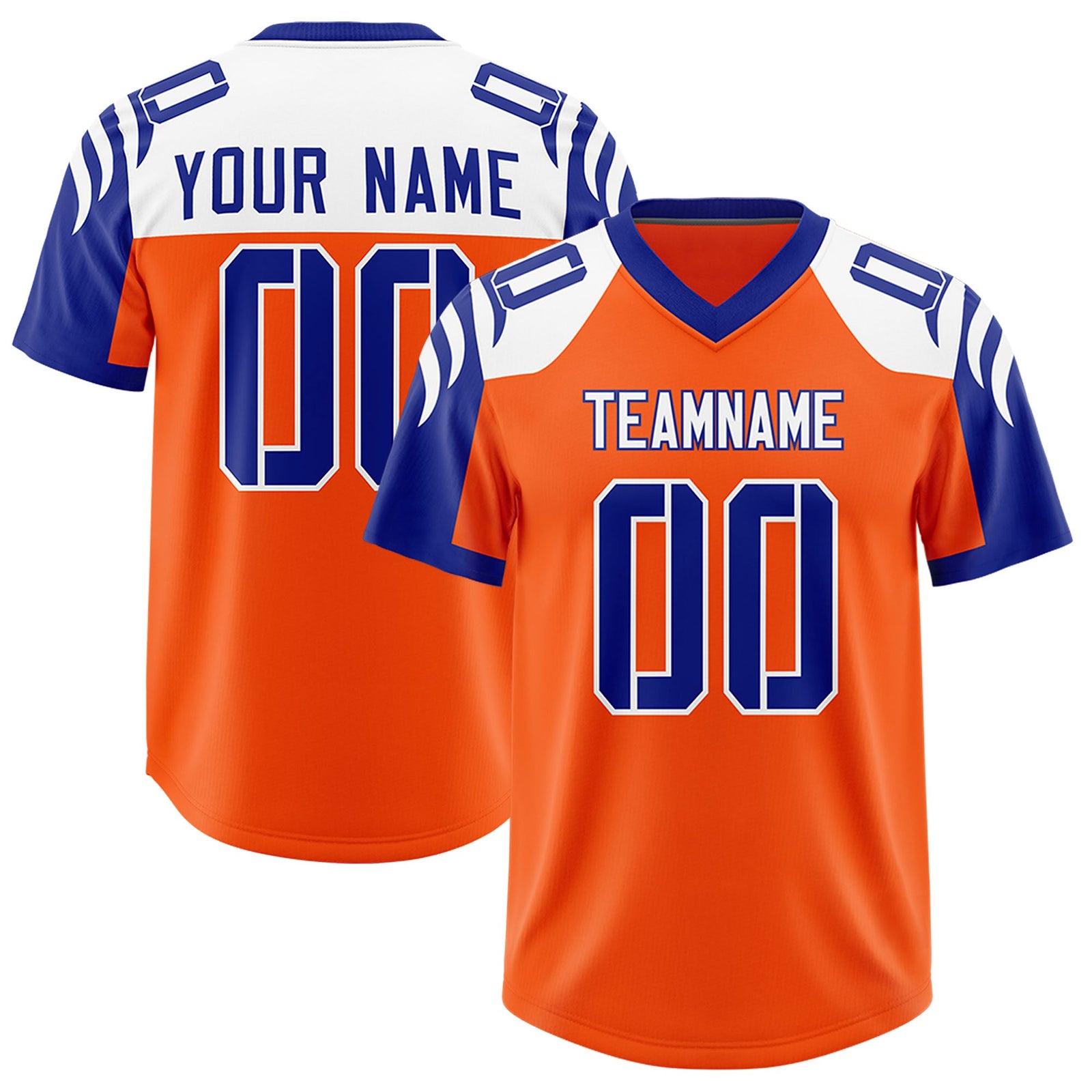 Custom Orange Royal Raglan Sleeves Personalized Pattern Authentic Football Jersey