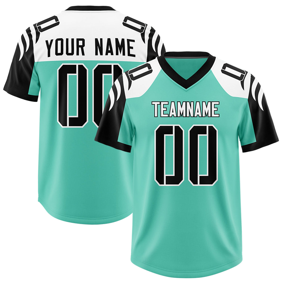 Custom Bright Green Black Raglan Sleeves Personalized Pattern Authentic Football Jersey