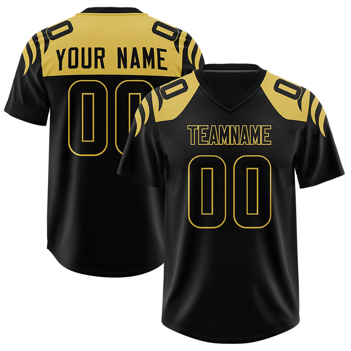 Custom Black Black Raglan Sleeves Personalized Pattern Authentic Football Jersey