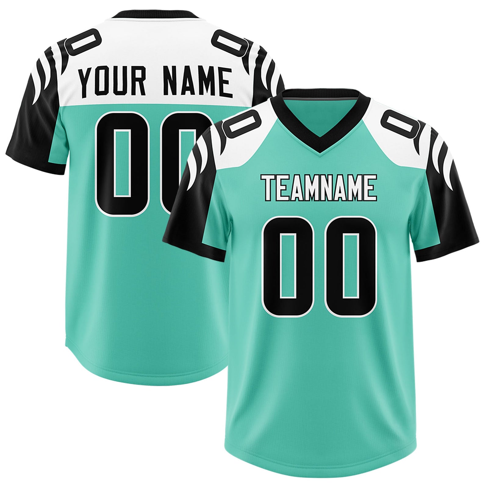 Custom Bright Green Black Raglan Sleeves Personalized Pattern Authentic Football Jersey
