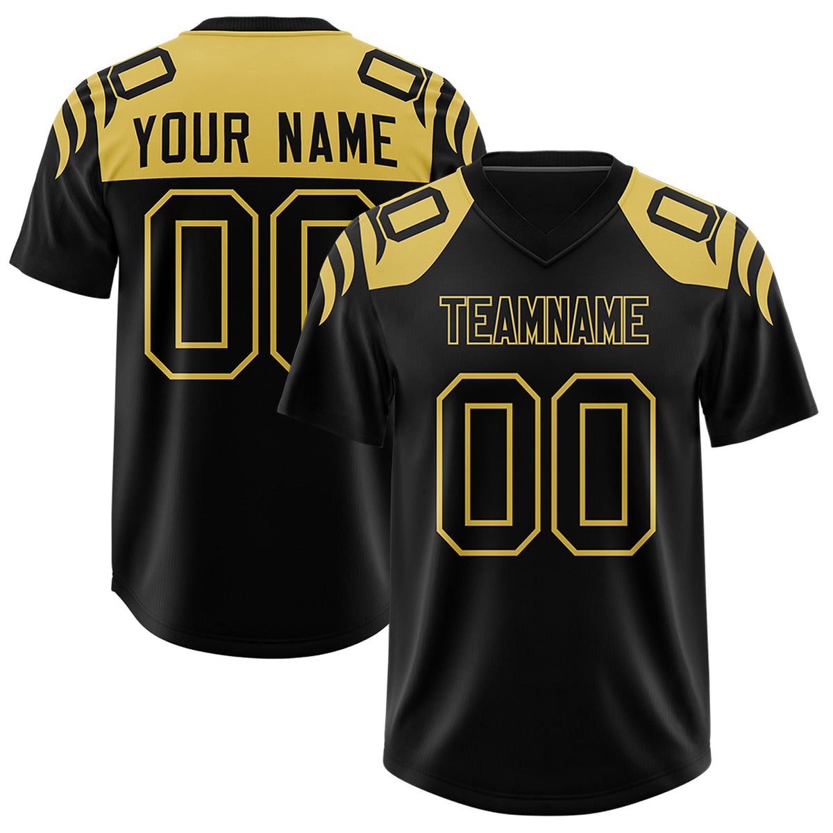 Custom Black Black Raglan Sleeves Personalized Pattern Authentic Football Jersey