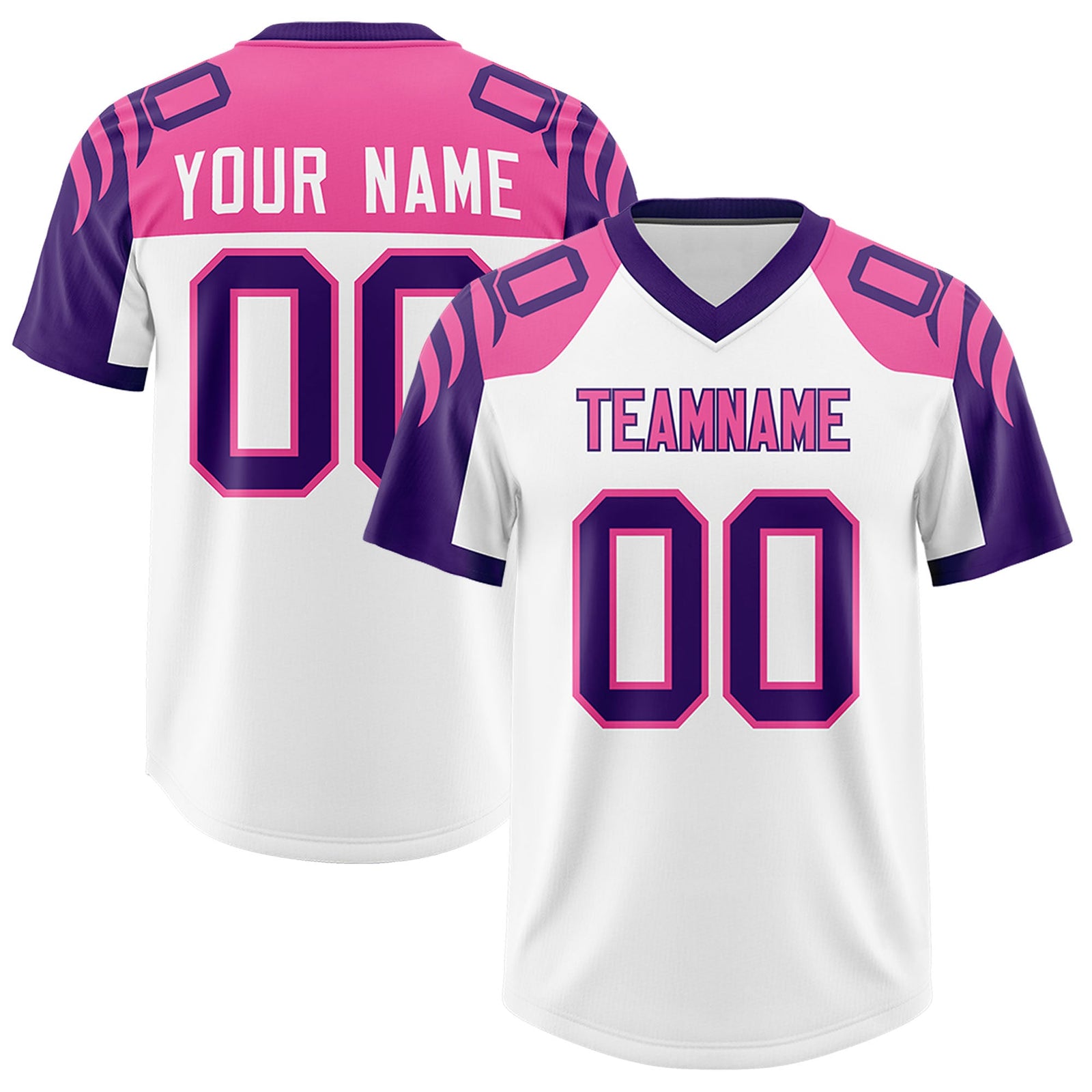 Custom White Purple Raglan Sleeves Personalized Pattern Authentic Football Jersey