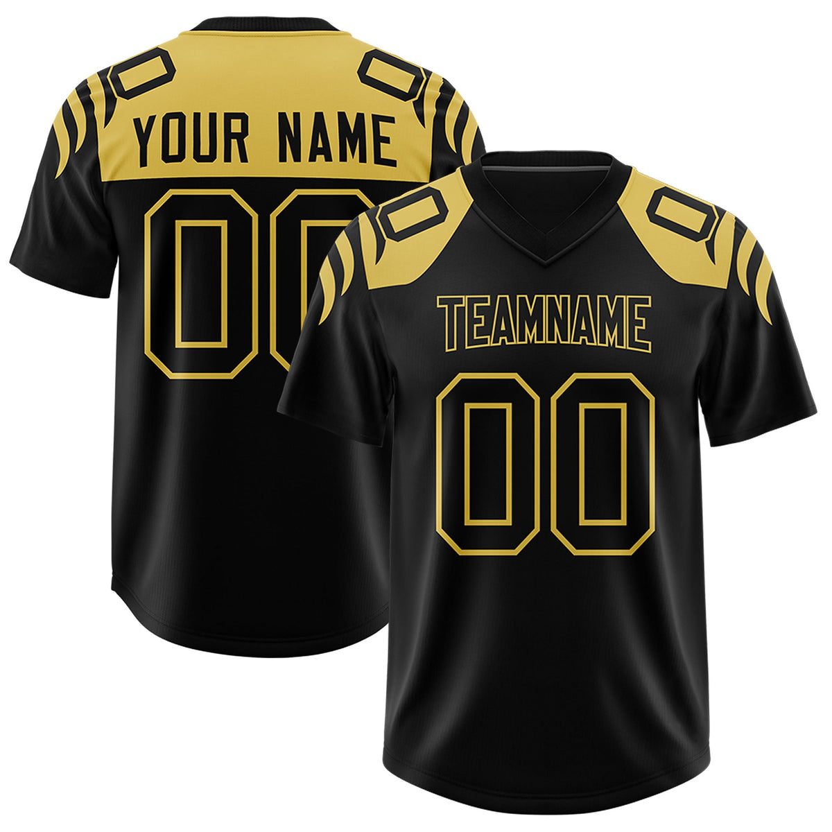 Custom Black Black Raglan Sleeves Personalized Pattern Authentic Football Jersey