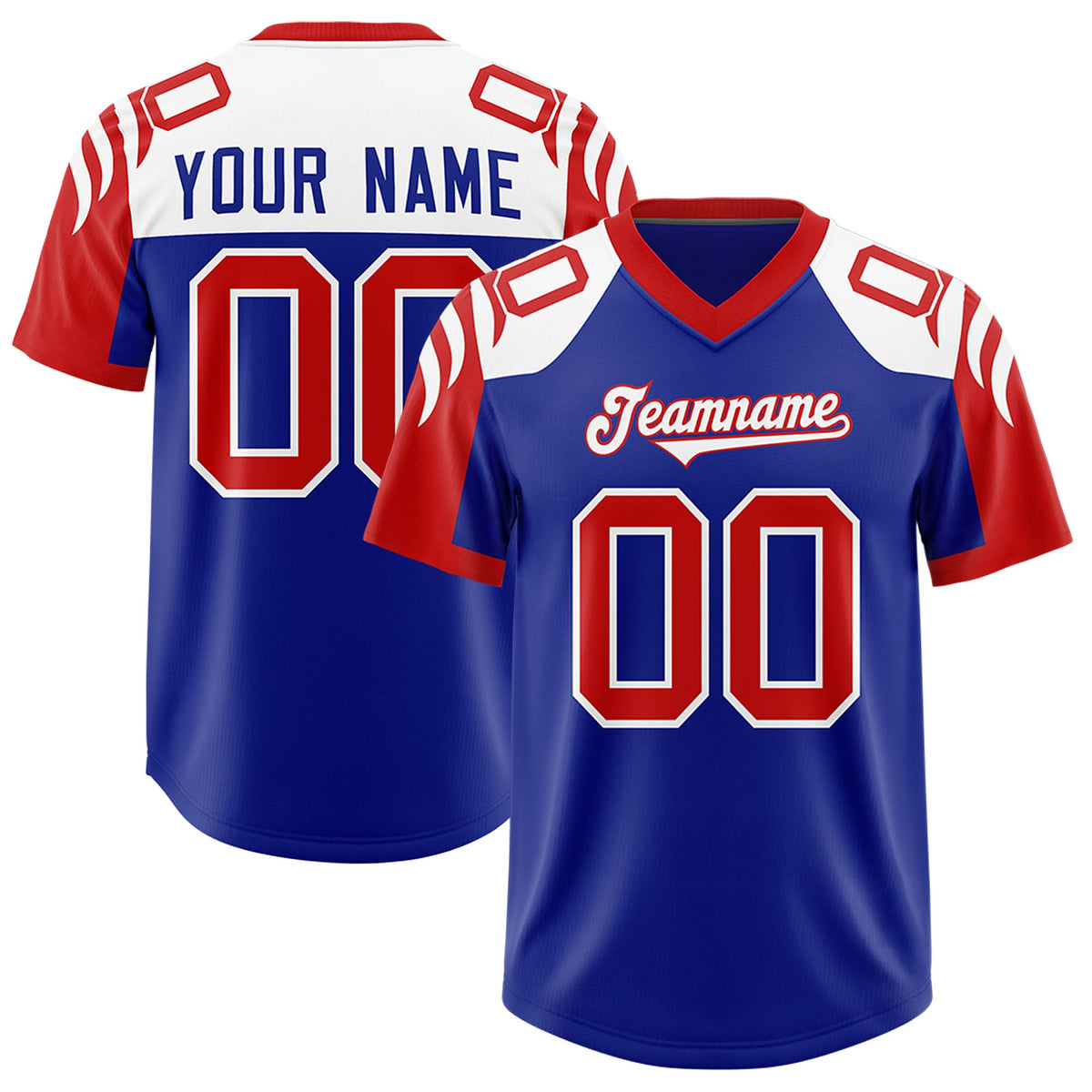 Custom Royal Red Raglan Sleeves Personalized Pattern Authentic Football Jersey