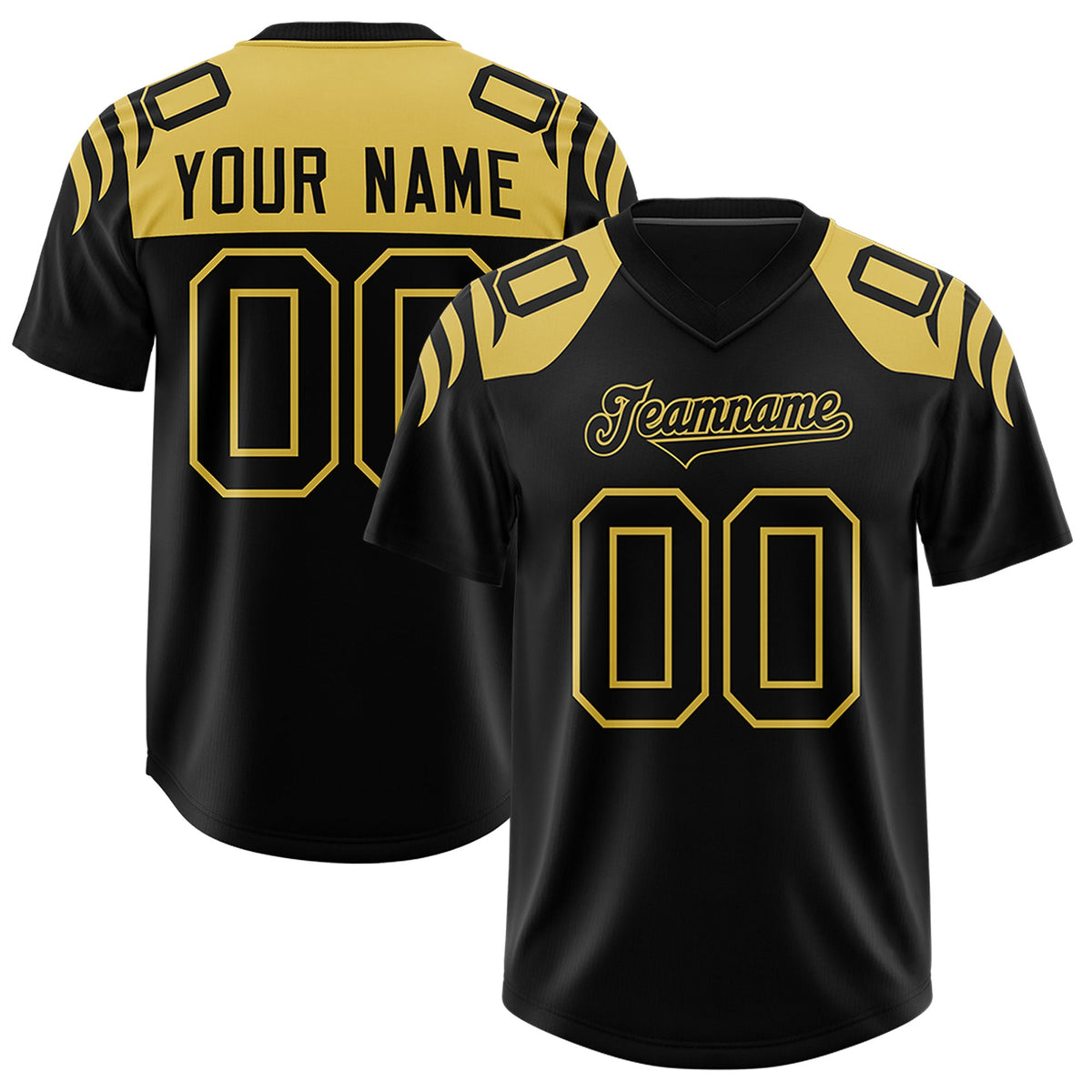 Custom Black Black Raglan Sleeves Personalized Pattern Authentic Football Jersey