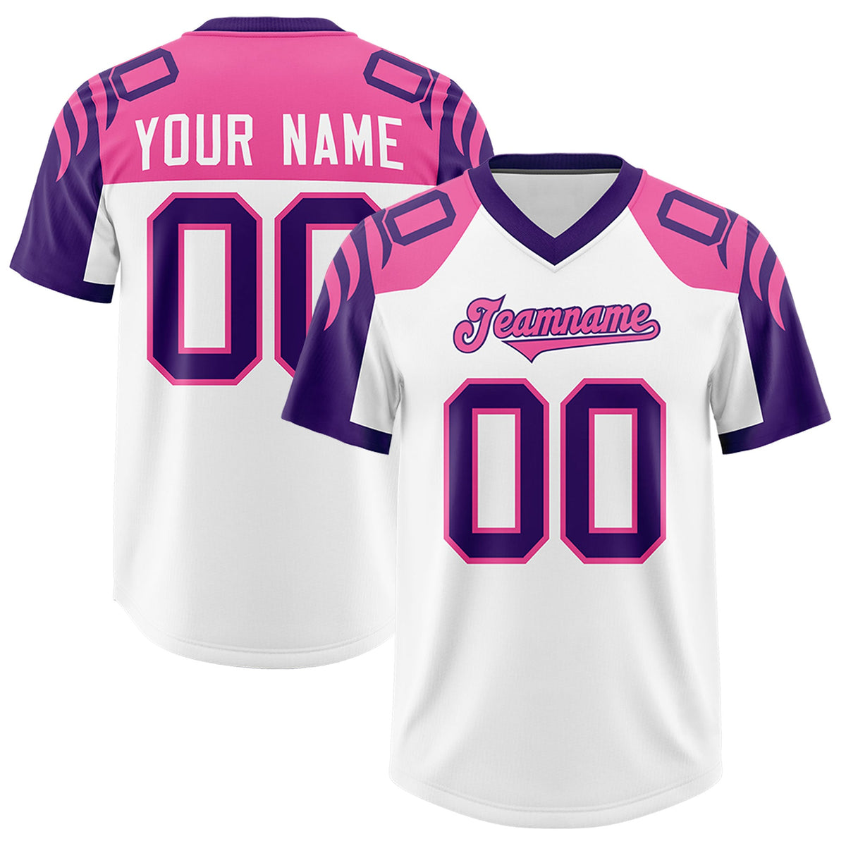 Custom White Purple Raglan Sleeves Personalized Pattern Authentic Football Jersey