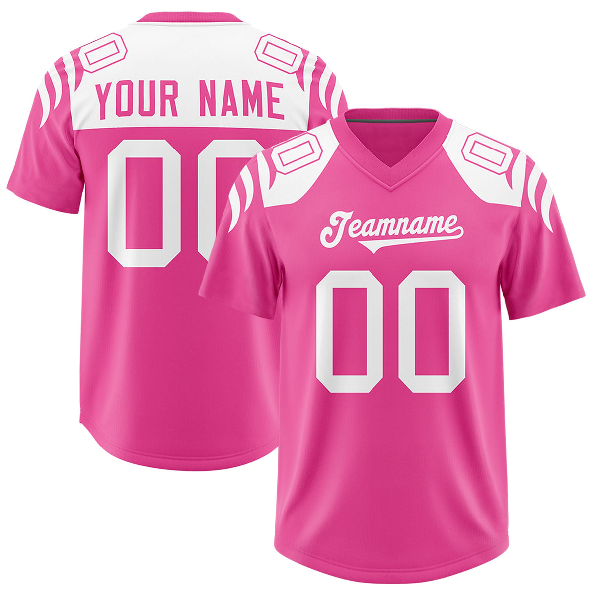 Custom Pink Pink Raglan Sleeves Personalized Pattern Authentic Football Jersey