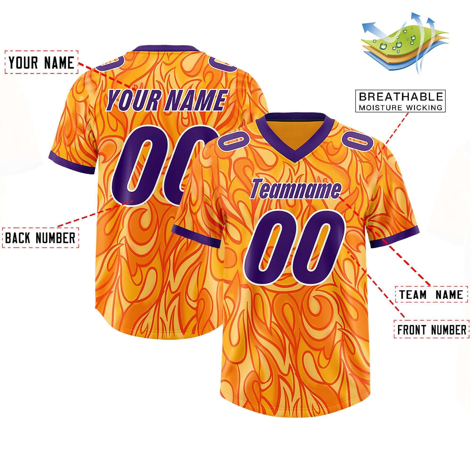 Custom Yellow Personalized Printed Graffiti Pattern Design Authentic Football Jersey