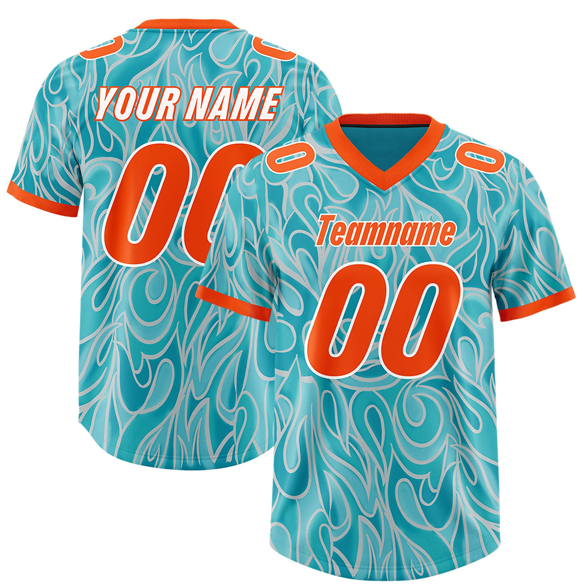 Custom Teal Personalized Printed Graffiti Pattern Design Authentic Football Jersey