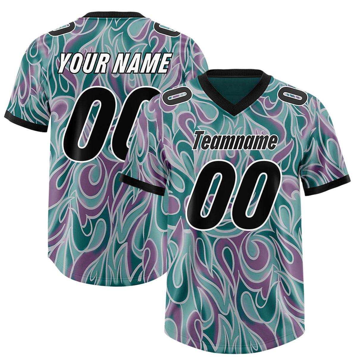 Custom Aqua Personalized Printed Graffiti Pattern Design Authentic Football Jersey