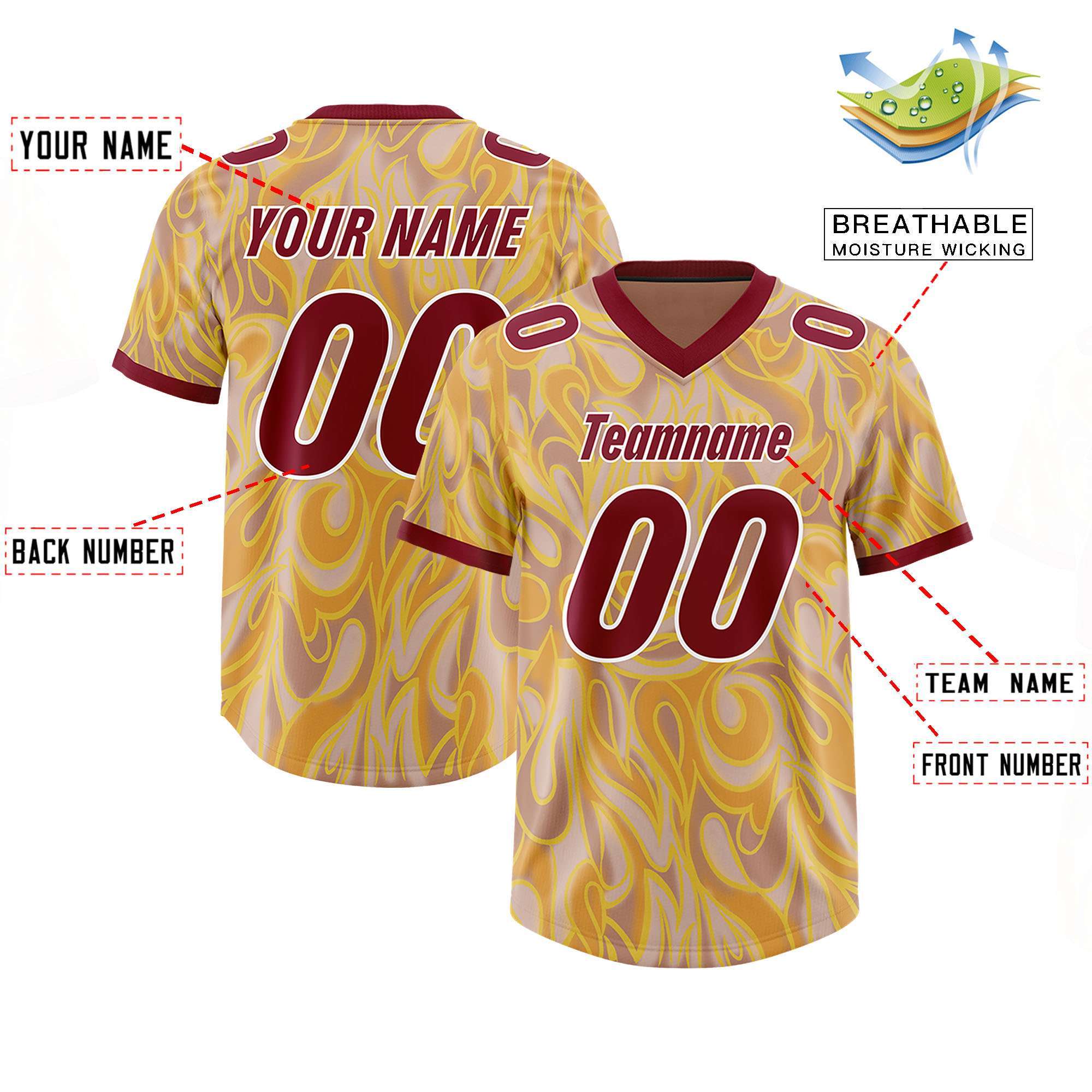 Custom Khaki Personalized Printed Graffiti Pattern Design Authentic Football Jersey