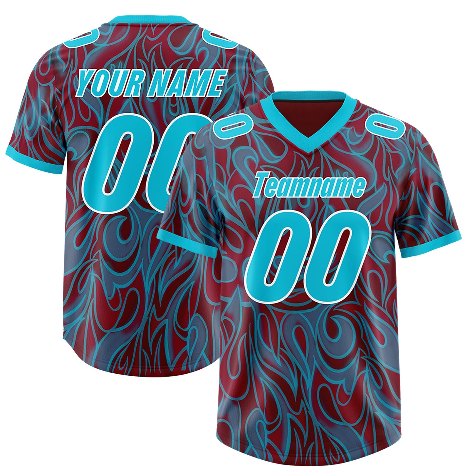 Custom Crimson Personalized Printed Graffiti Pattern Design Authentic Football Jersey