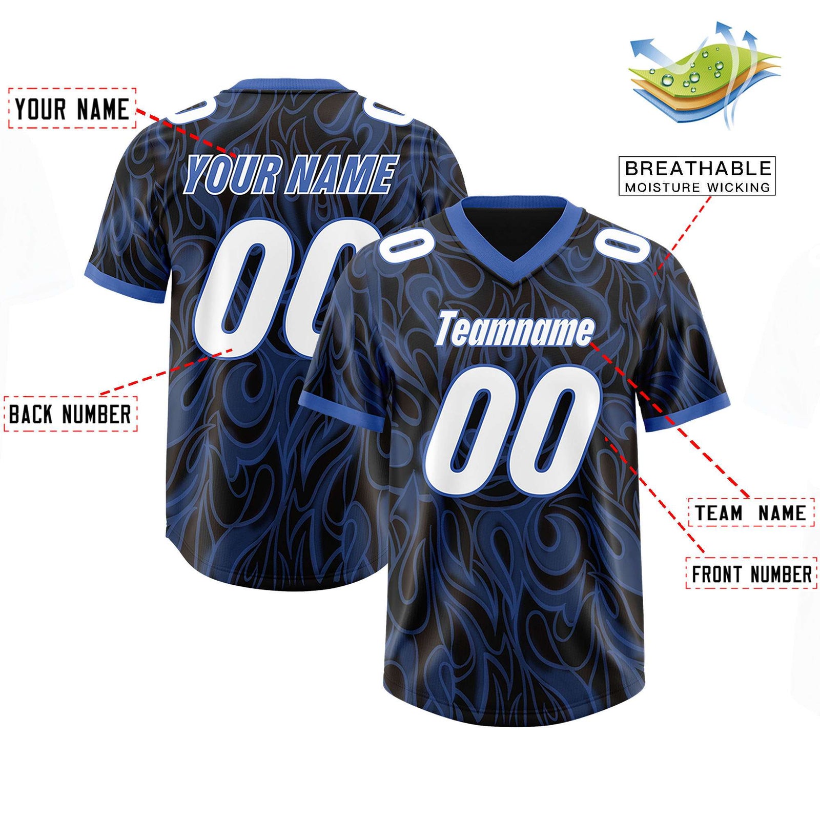 Custom Black Personalized Printed Graffiti Pattern Design Authentic Football Jersey