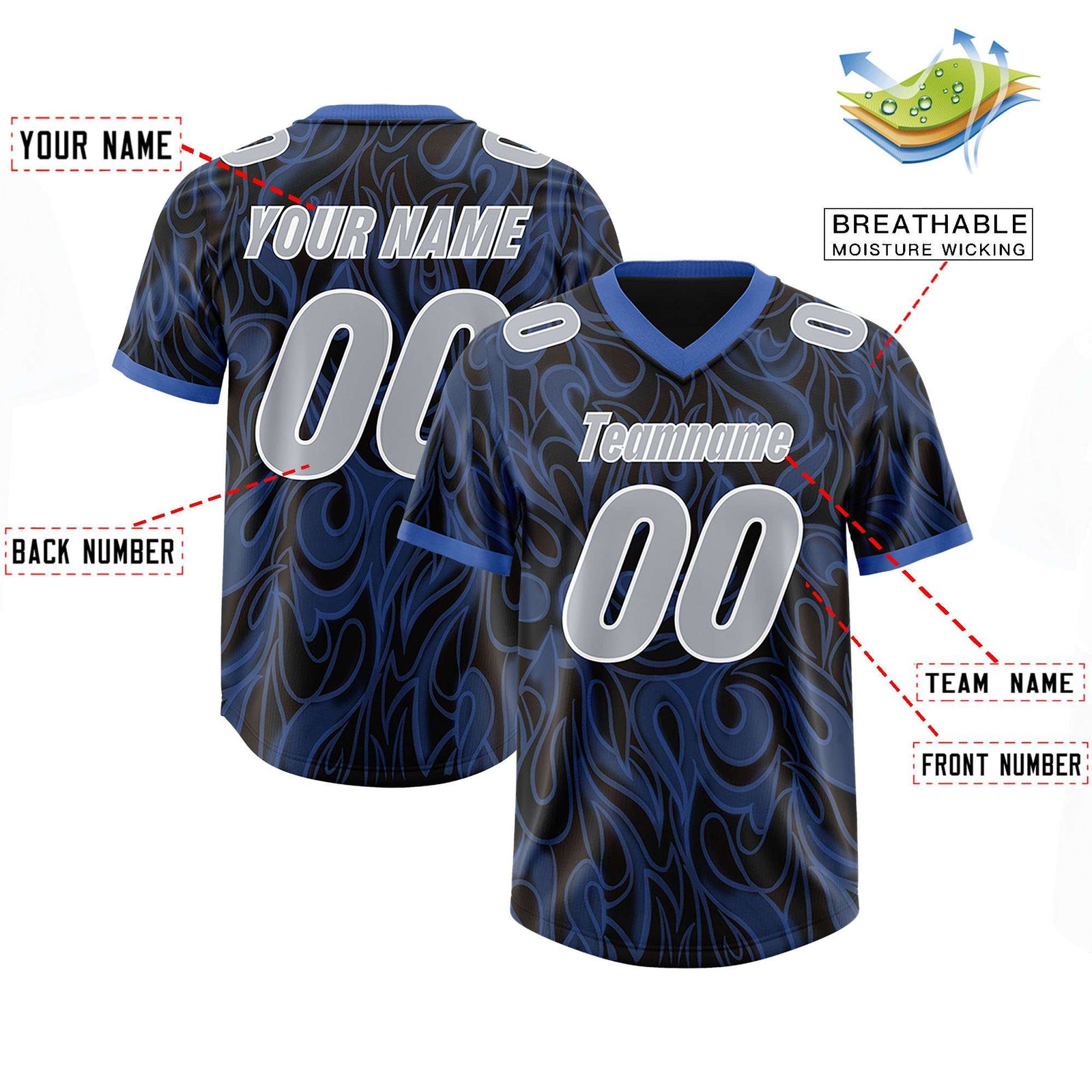 Custom Black Personalized Printed Graffiti Pattern Design Authentic Football Jersey