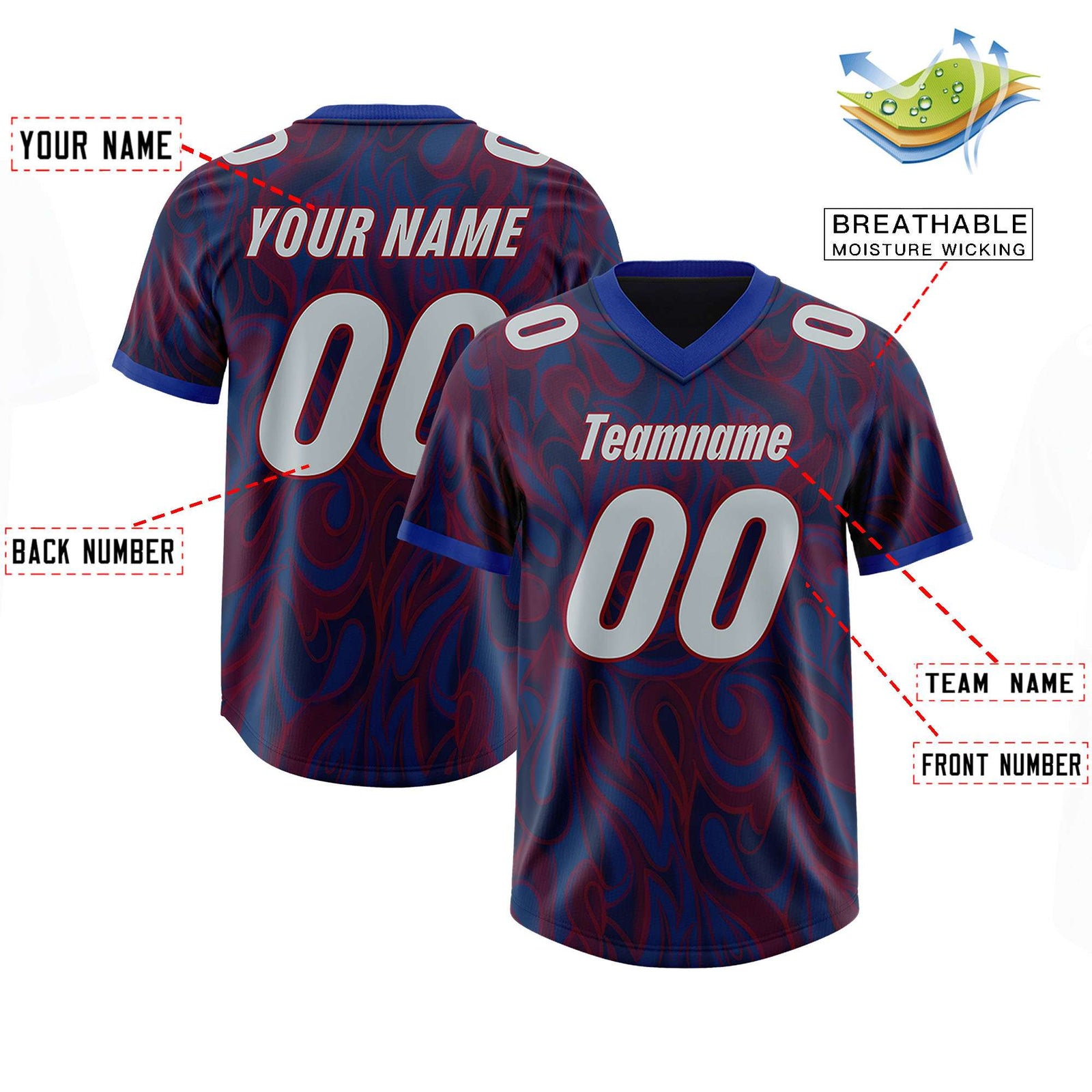Custom Navy Personalized Printed Graffiti Pattern Design Authentic Football Jersey