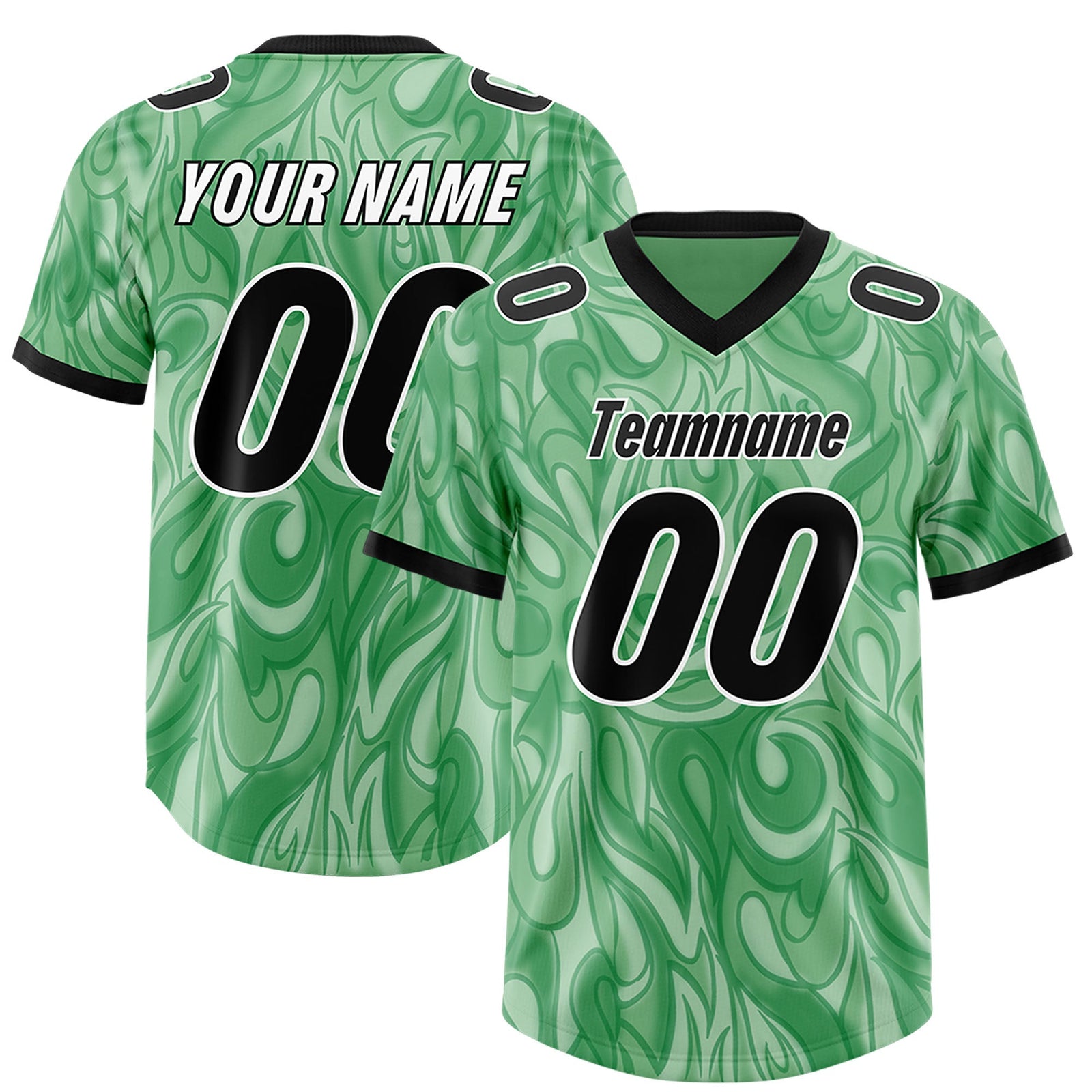 Custom Green Personalized Printed Graffiti Pattern Design Authentic Football Jersey