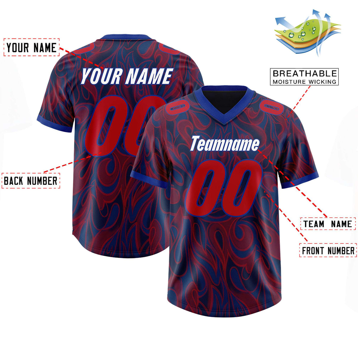 Custom Navy Personalized Printed Graffiti Pattern Design Authentic Football Jersey