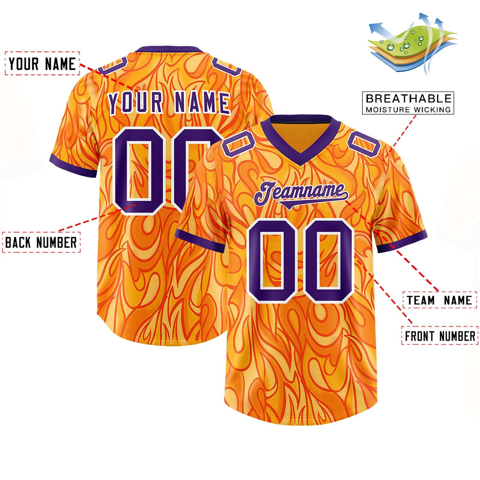 Custom Yellow Personalized Printed Graffiti Pattern Design Authentic Football Jersey