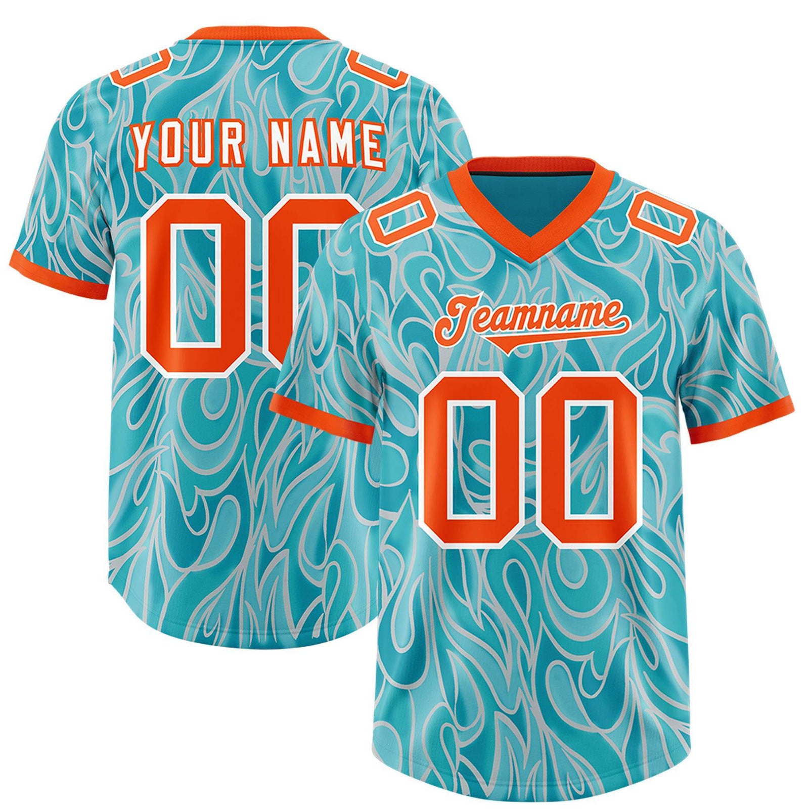 Custom Teal Personalized Printed Graffiti Pattern Design Authentic Football Jersey