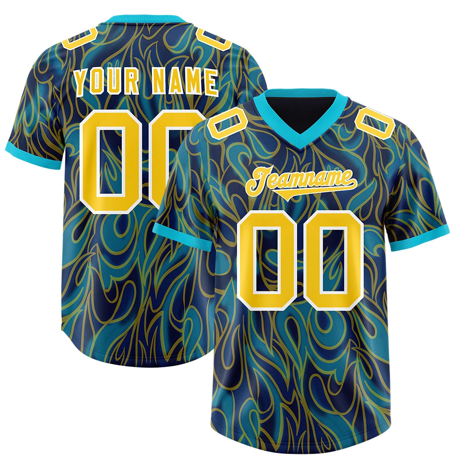 Custom Navy Personalized Printed Graffiti Pattern Design Authentic Football Jersey