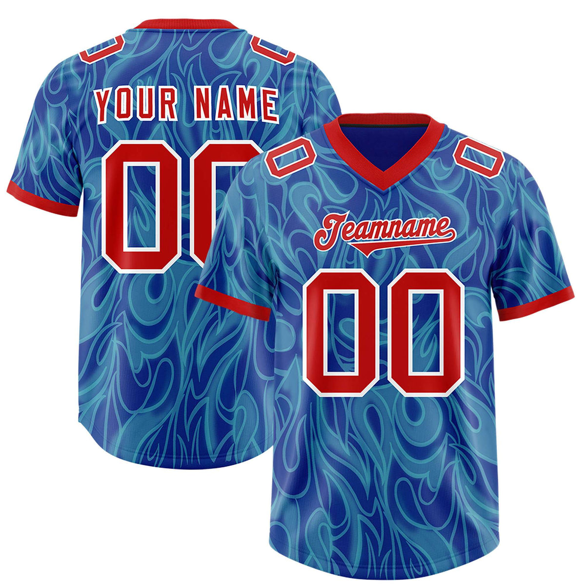 Custom Blue Personalized Printed Graffiti Pattern Design Authentic Football Jersey