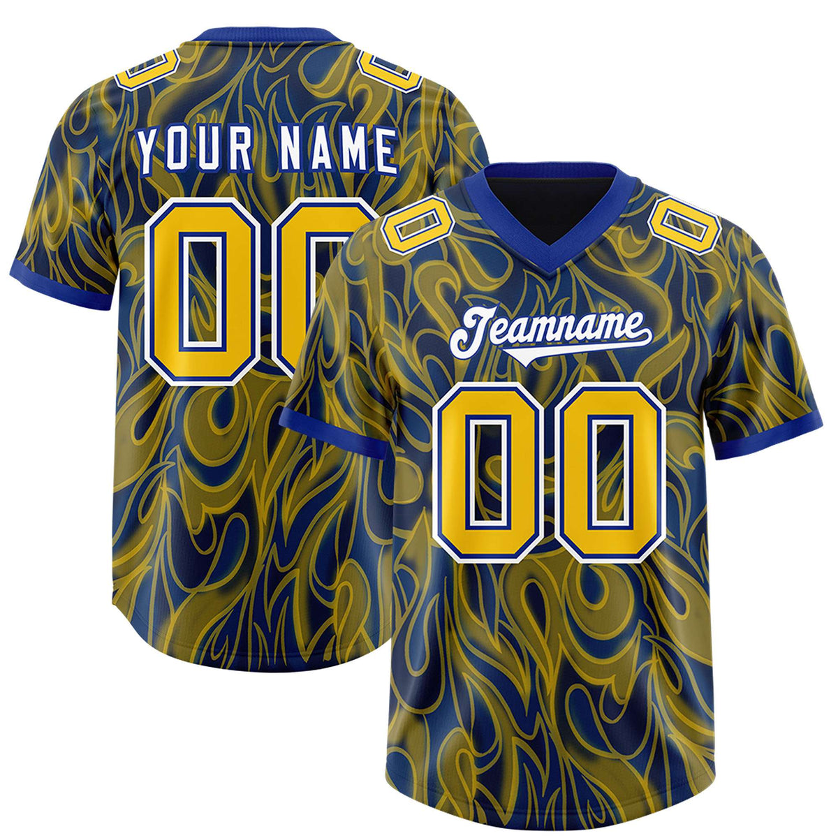 Custom Royal Personalized Printed Graffiti Pattern Design Authentic Football Jersey