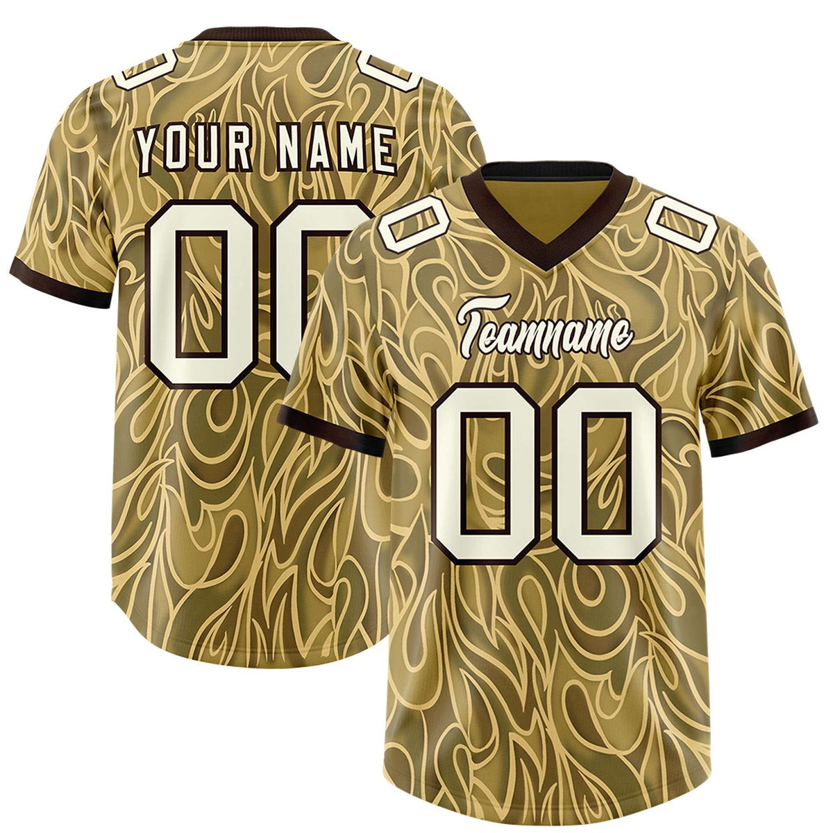 Custom Khaki Personalized Printed Graffiti Pattern Design Authentic Football Jersey