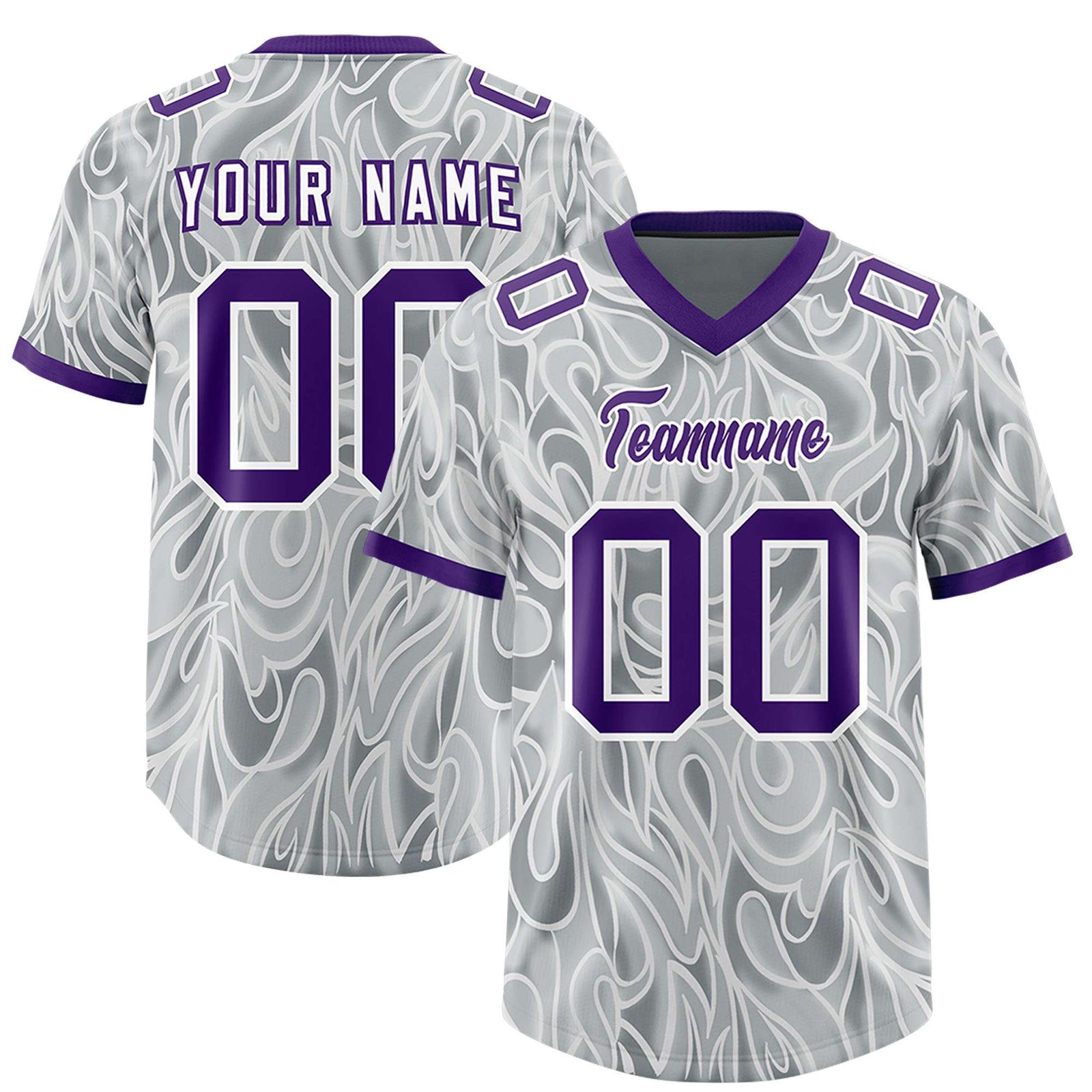 Custom Grey Personalized Printed Graffiti Pattern Design Authentic Football Jersey