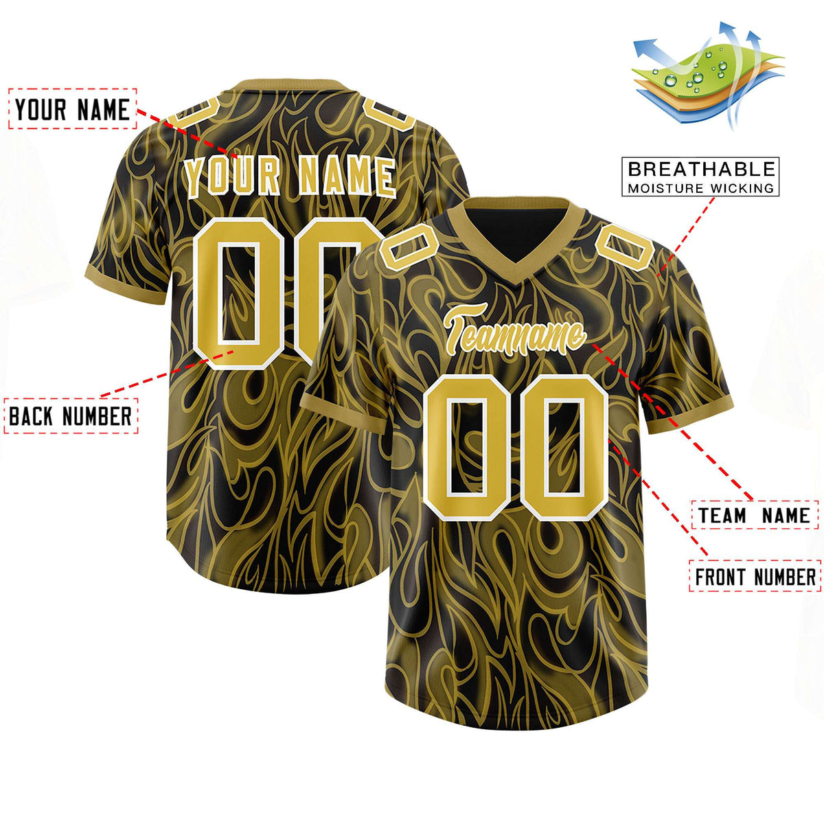 Custom Black Personalized Printed Graffiti Pattern Design Authentic Football Jersey