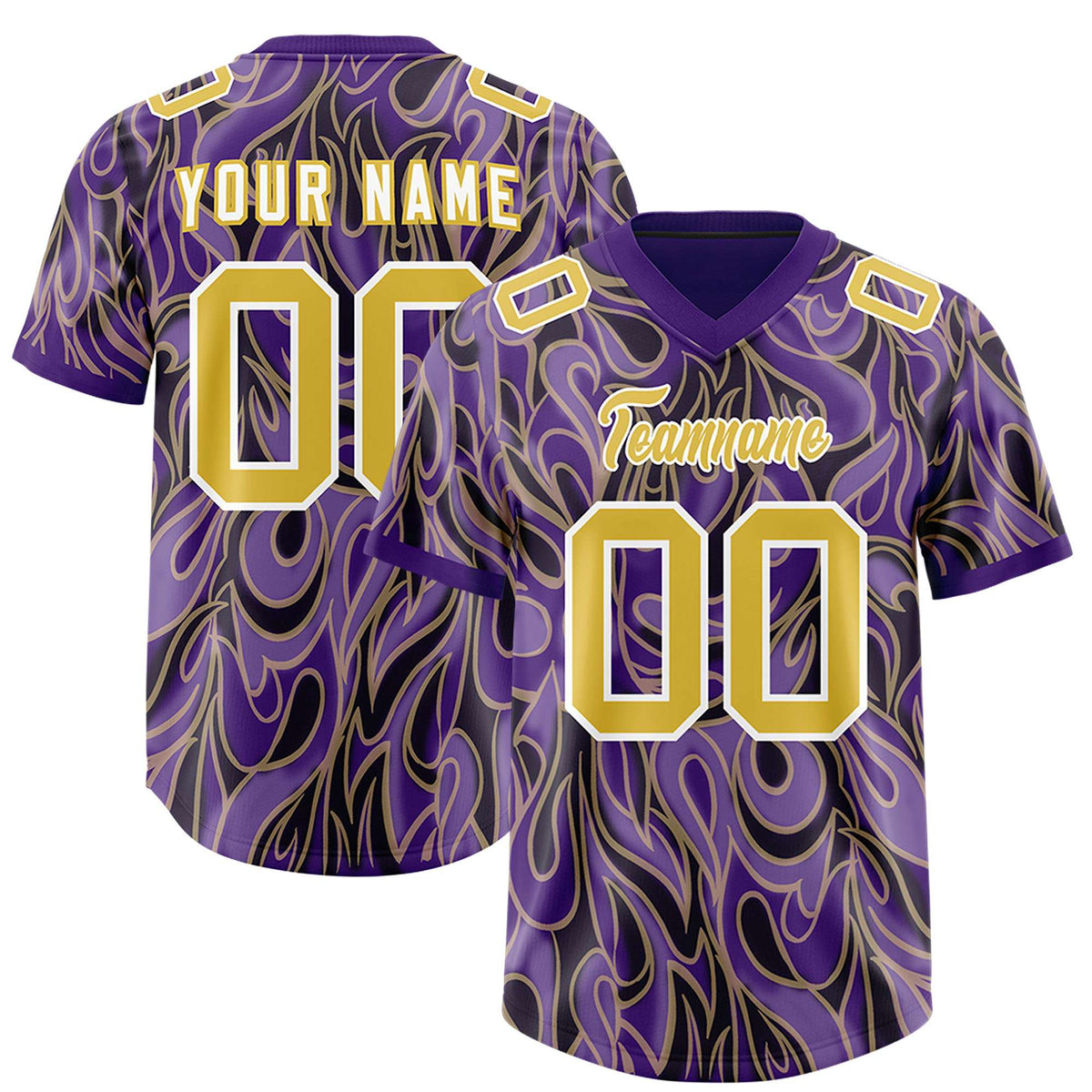 Custom Purple Personalized Printed Graffiti Pattern Design Authentic Football Jersey