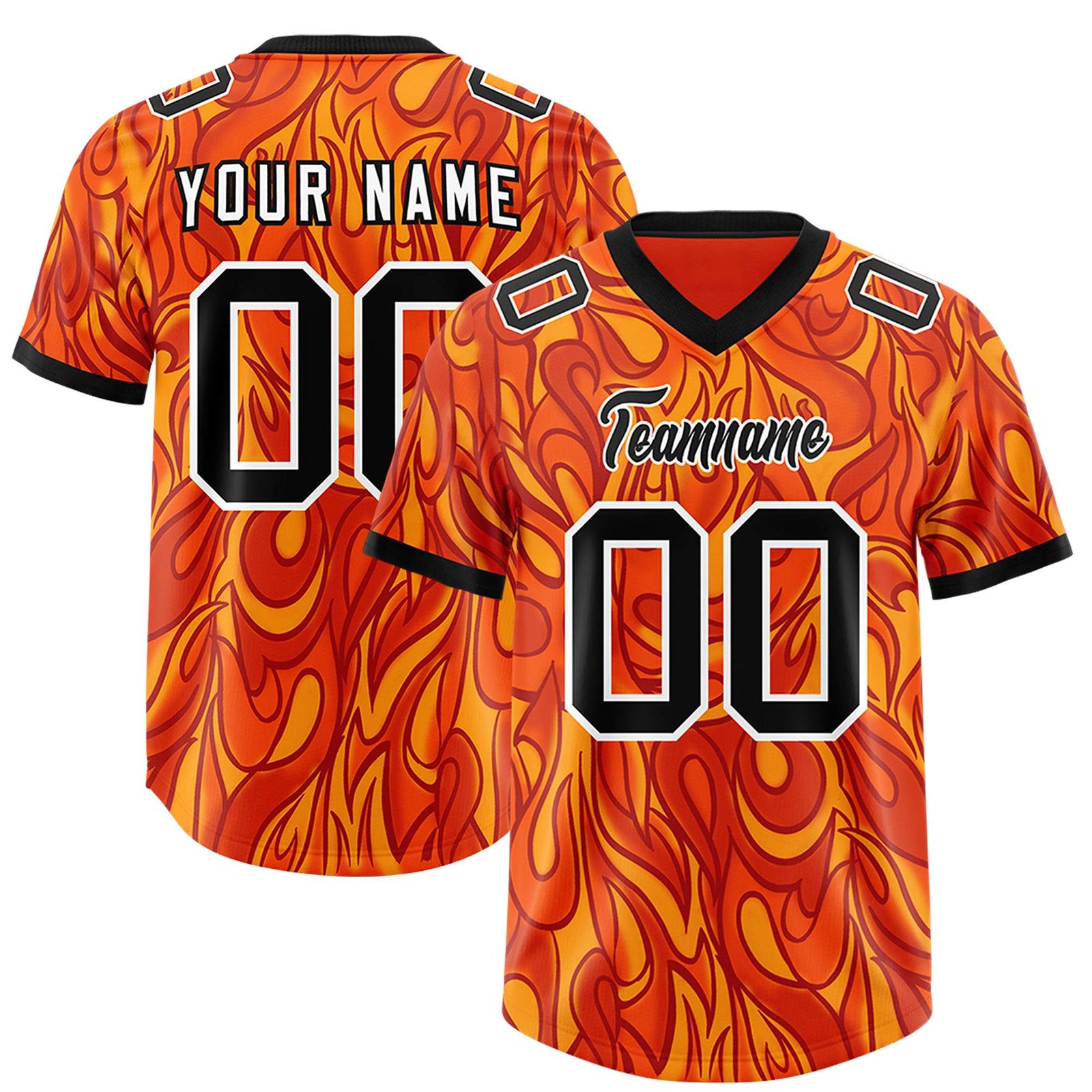 Custom Orange Personalized Printed Graffiti Pattern Design Authentic Football Jersey