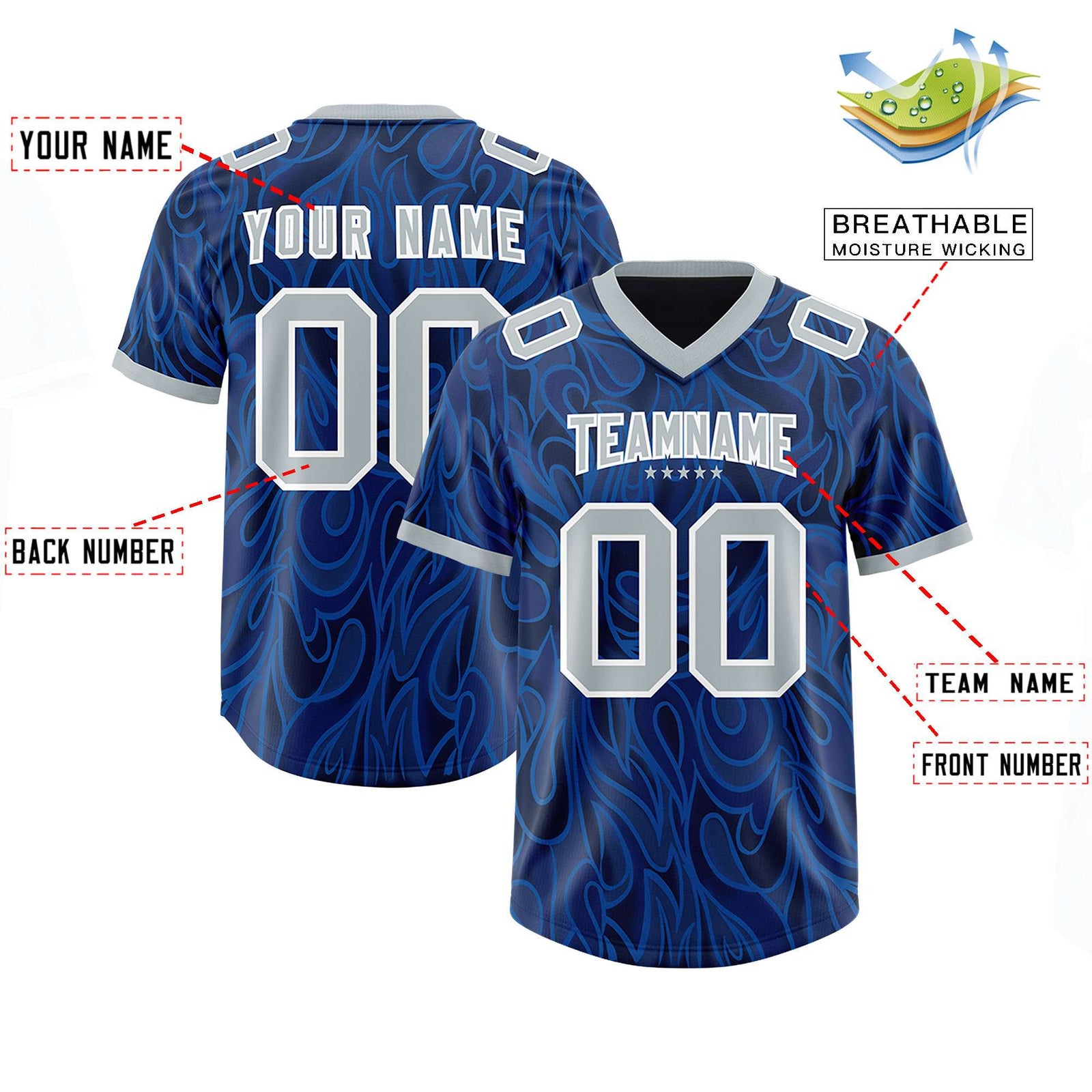 Custom Navy Personalized Printed Graffiti Pattern Design Authentic Football Jersey