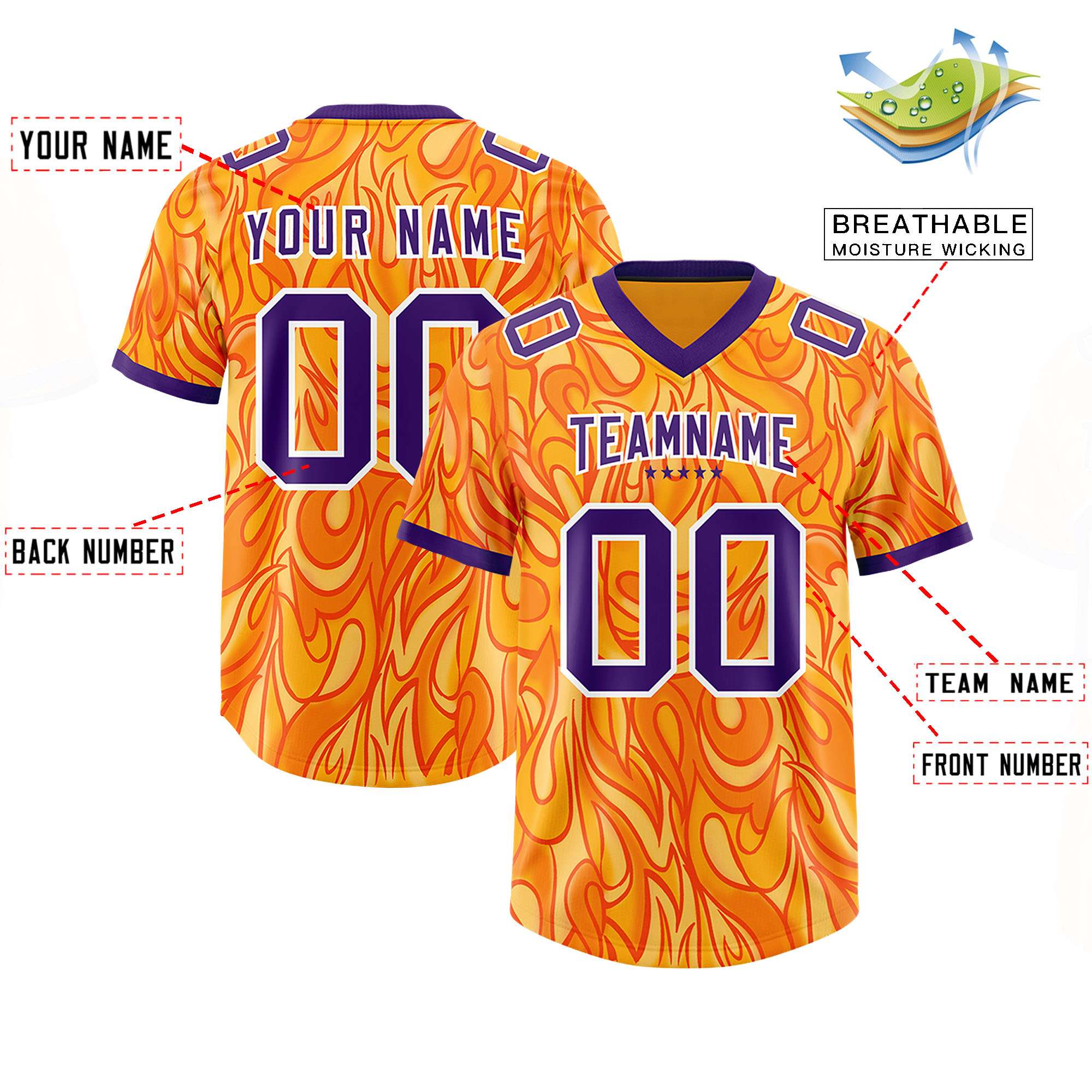 Custom Yellow Personalized Printed Graffiti Pattern Design Authentic Football Jersey