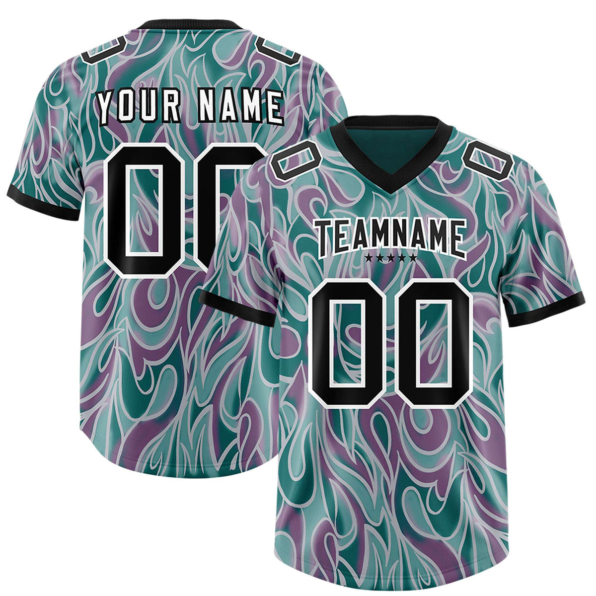 Custom Aqua Personalized Printed Graffiti Pattern Design Authentic Football Jersey