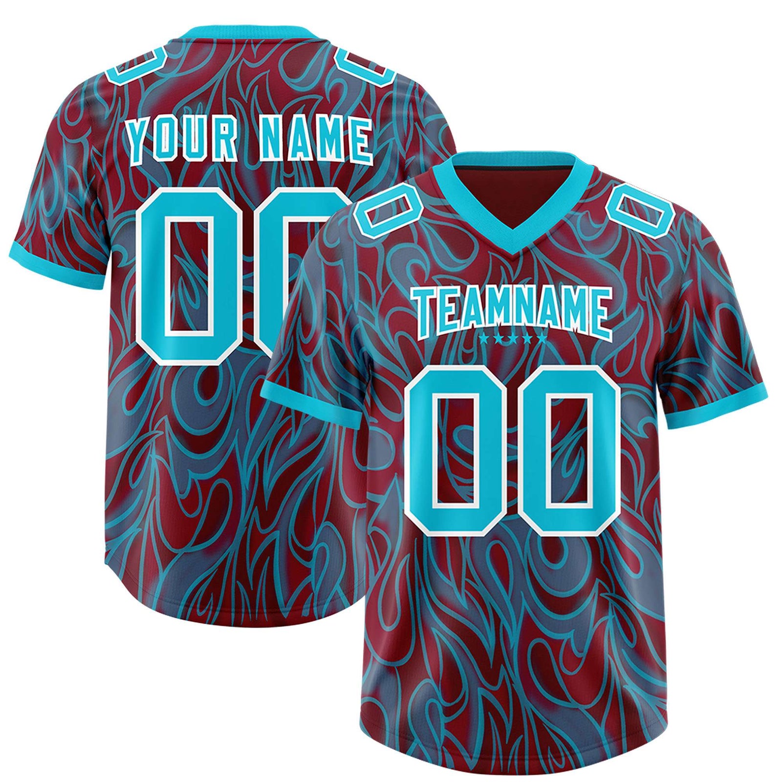 Custom Crimson Personalized Printed Graffiti Pattern Design Authentic Football Jersey