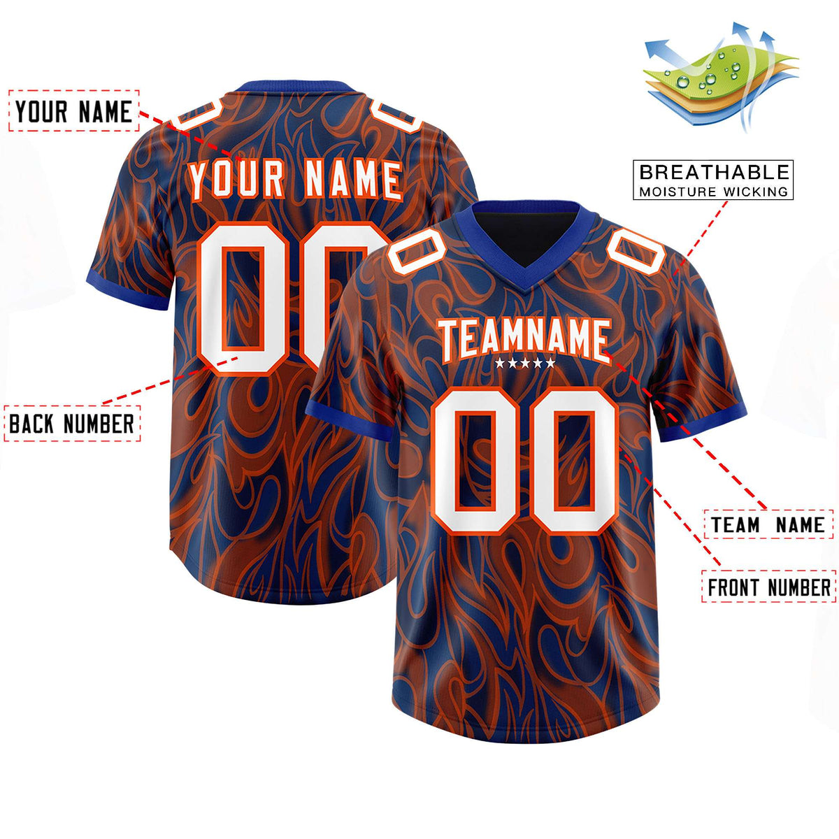 Custom Navy Personalized Printed Graffiti Pattern Design Authentic Football Jersey