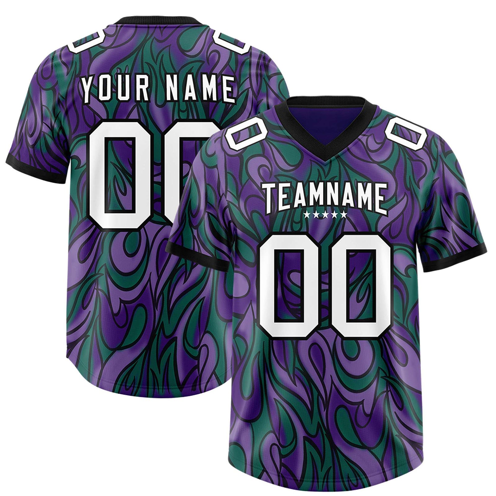 Custom Purple Personalized Printed Graffiti Pattern Design Authentic Football Jersey