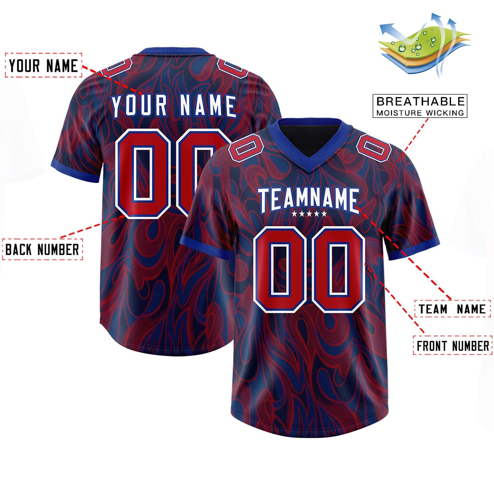 Custom Navy Personalized Printed Graffiti Pattern Design Authentic Football Jersey