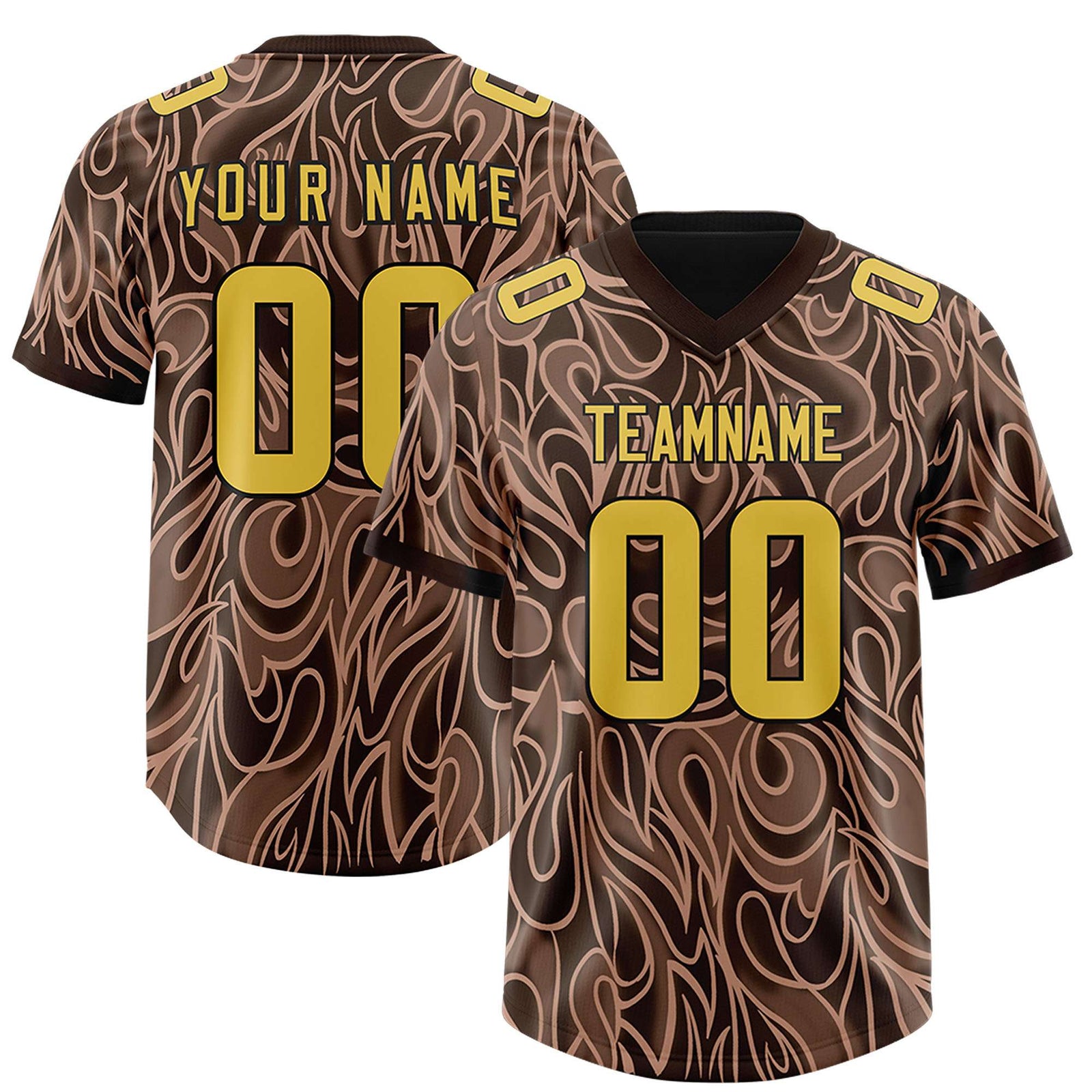 Custom Brown Personalized Printed Graffiti Pattern Design Authentic Football Jersey