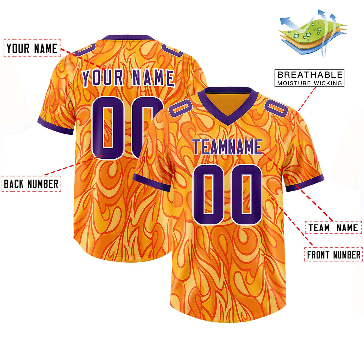 Custom Yellow Personalized Printed Graffiti Pattern Design Authentic Football Jersey